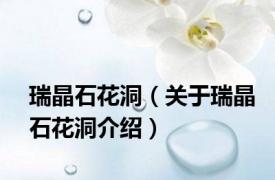 瑞晶石花洞（关于瑞晶石花洞介绍）