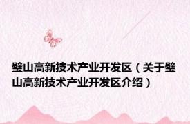 璧山高新技术产业开发区（关于璧山高新技术产业开发区介绍）