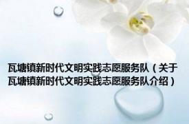 瓦塘镇新时代文明实践志愿服务队（关于瓦塘镇新时代文明实践志愿服务队介绍）
