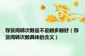 存货周转次数是不是越多越好（存货周转次数具体的含义）