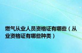 燃气从业人员资格证有哪些（从业资格证有哪些种类）