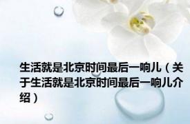 生活就是北京时间最后一响儿（关于生活就是北京时间最后一响儿介绍）