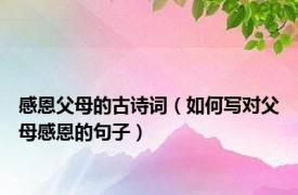 感恩父母的古诗词（如何写对父母感恩的句子）