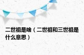 二世祖是啥（二世祖和三世祖是什么意思）