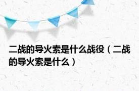 二战的导火索是什么战役（二战的导火索是什么）