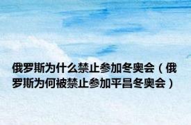 俄罗斯为什么禁止参加冬奥会（俄罗斯为何被禁止参加平昌冬奥会）
