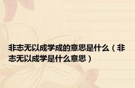 非志无以成学成的意思是什么（非志无以成学是什么意思）