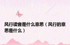风行读音是什么意思（风行的意思是什么）