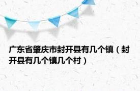 广东省肇庆市封开县有几个镇（封开县有几个镇几个村）