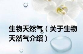 生物天然气（关于生物天然气介绍）