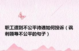 职工遭到不公平待遇如何投诉（讽刺领导不公平的句子）