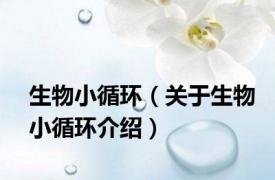 生物小循环（关于生物小循环介绍）