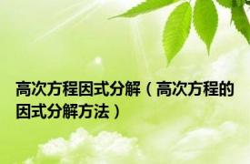 高次方程因式分解（高次方程的因式分解方法）