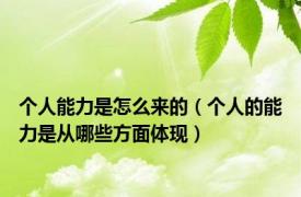 个人能力是怎么来的（个人的能力是从哪些方面体现）