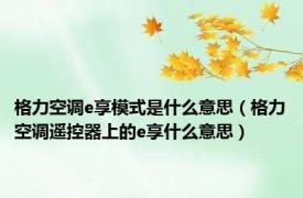 格力空调e享模式是什么意思（格力空调遥控器上的e享什么意思）