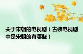 关于宋朝的电视剧（古装电视剧中是宋朝的有哪些）