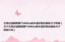 生物过滤脱除烟气中NOx的中温好氧反硝化分子机制（关于生物过滤脱除烟气中NOx的中温好氧反硝化分子机制介绍）