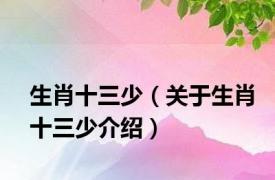生肖十三少（关于生肖十三少介绍）