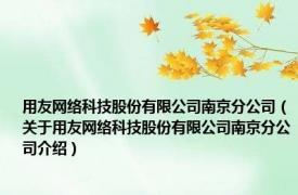 用友网络科技股份有限公司南京分公司（关于用友网络科技股份有限公司南京分公司介绍）