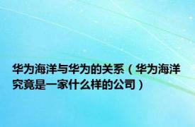 华为海洋与华为的关系（华为海洋究竟是一家什么样的公司）