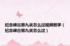纪念碑谷第九关怎么过视频教学（纪念碑谷第九关怎么过）