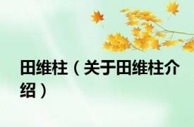 田维柱（关于田维柱介绍）
