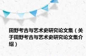 田野考古与艺术史研究论文集（关于田野考古与艺术史研究论文集介绍）