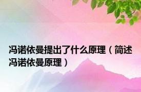 冯诺依曼提出了什么原理（简述冯诺依曼原理）