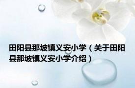 田阳县那坡镇义安小学（关于田阳县那坡镇义安小学介绍）