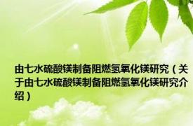 由七水硫酸镁制备阻燃氢氧化镁研究（关于由七水硫酸镁制备阻燃氢氧化镁研究介绍）