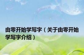 由零开始学写字（关于由零开始学写字介绍）