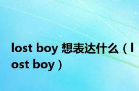 lost boy 想表达什么（lost boy）