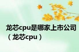 龙芯cpu是哪家上市公司（龙芯cpu）