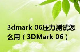 3dmark 06压力测试怎么用（3DMark 06）