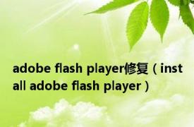 adobe flash player修复（install adobe flash player）