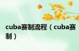 cuba赛制流程（cuba赛制）