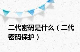 二代密码是什么（二代密码保护）