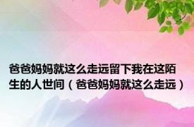 爸爸妈妈就这么走远留下我在这陌生的人世间（爸爸妈妈就这么走远）