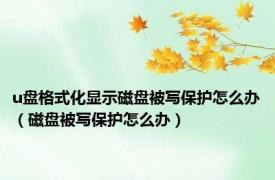 u盘格式化显示磁盘被写保护怎么办（磁盘被写保护怎么办）