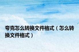 夸克怎么转换文件格式（怎么转换文件格式）