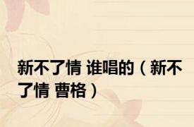 新不了情 谁唱的（新不了情 曹格）