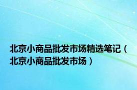 北京小商品批发市场精选笔记（北京小商品批发市场）