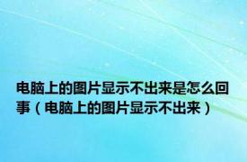 电脑上的图片显示不出来是怎么回事（电脑上的图片显示不出来）