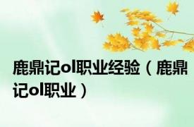 鹿鼎记ol职业经验（鹿鼎记ol职业）