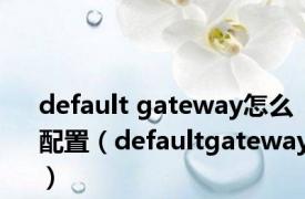 default gateway怎么配置（defaultgateway）