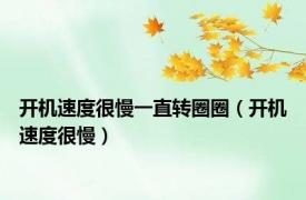 开机速度很慢一直转圈圈（开机速度很慢）