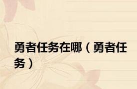 勇者任务在哪（勇者任务）