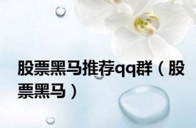 股票黑马推荐qq群（股票黑马）