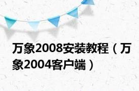万象2008安装教程（万象2004客户端）