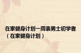 在家健身计划一周表男士初学者（在家健身计划）